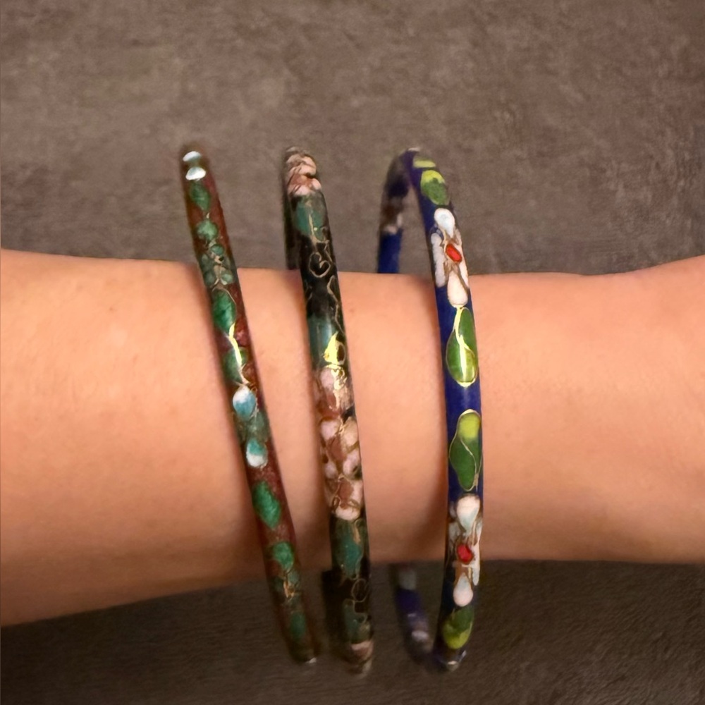 Vintage enamel bangle bracelets